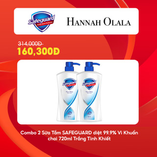   Hanah Olala x Safeguard  Combo 2 Sữa Tắm SAFEGUARD diệt 99.9% vi khuẩn chai 720ml chai - Trắng Tinh Khiết 