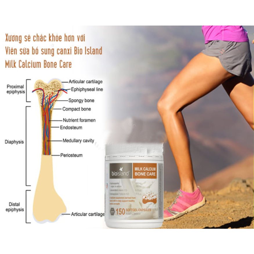 Bio Island Milk Calcium Bone Care - Viên Sữa Bổ Sung Canxi Lọ 150 Viên