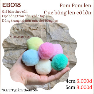 Pom pom - cục bông len trang trí nón, túi xách, trang sức 4 -5cm eb018