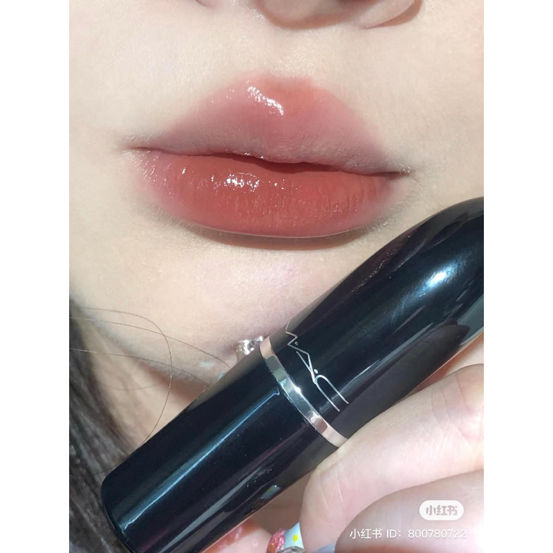 Pass son Mac Lustreglass Lipstick bóng màu 543 Posh Pit cam đất nude fullbox