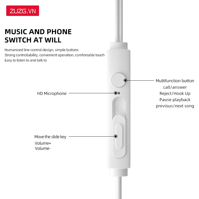 Tai nghe có dây type c cho lP 15 và các dòng android chính hãng ZUZG E19TS