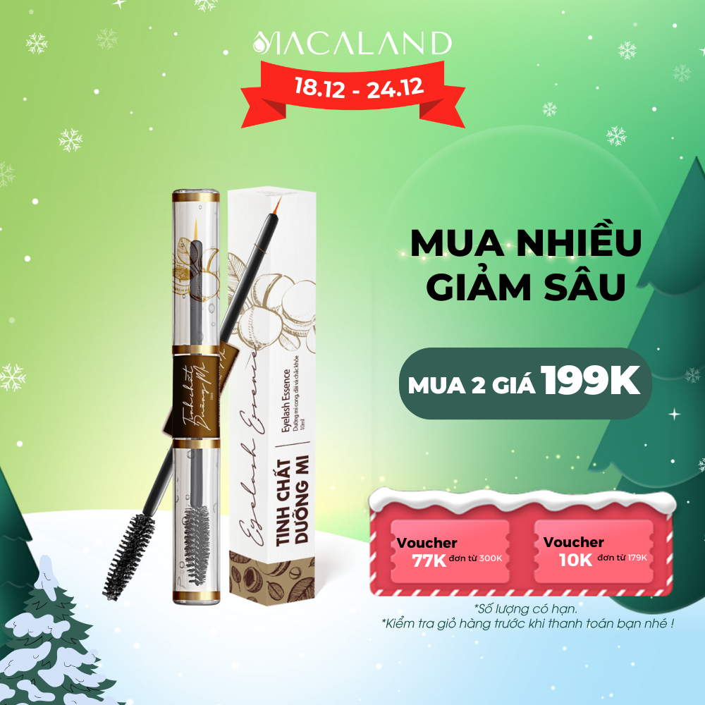 Tinh chất dưỡng mi dài cong chỉ sau 2 TUẦN 5ml/10ml MACALAND chiết xuất Mầm Đậu Xanh, Dầu Mắc Ca, Cỏ Ba Lá Đỏ, Lô Hội