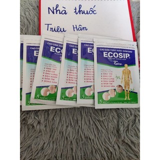 Cao dán thảo dược Ecosip bịch 5 miếng hỗ trợ giảm đau nhức xương khớp