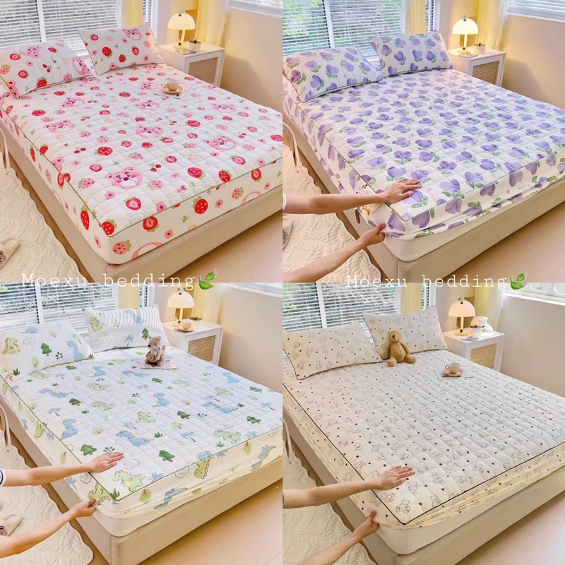 Bộ Ga + 2 Vỏ Gối Trần Bông Cotton Đũi Sơ Đậu Nành Siêu Mềm Mịn - Đủ Kích Thước [