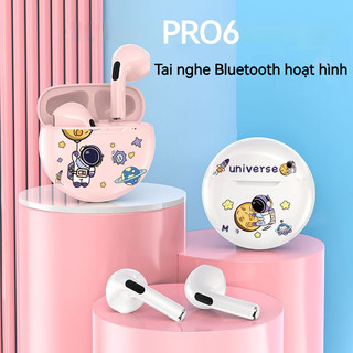 Tai nghe hoạt hình PRO6,TWS có Micrô,Tai nghe Bluetooth cho cuộc gọi,Tai nghe không dây âm thanh nổi HiFi SANNY