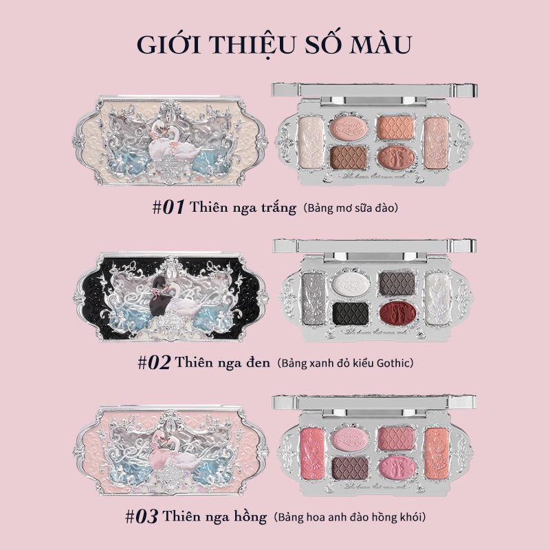Bảng phấn mắt FLOWER KNOWS Swan Ballet Series Six-Color Eyeshadow