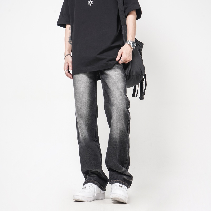 Quần jeans baggy nam dáng dài ống suông rộng phối loang màu cá tính vải bò mềm mại - Gen Z Store HN