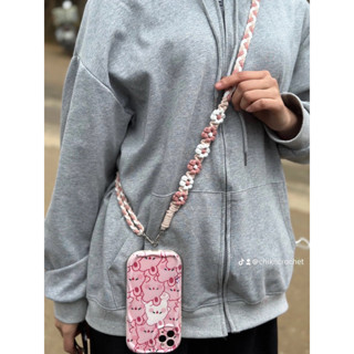 [ Hàng có sẵn ] Dây đeo điện thoại | Baby three | Máy ảnh họa tiết hoa cúc dễ thương handmade [ TẶNG KẸP ĐIỆN THOẠI ]