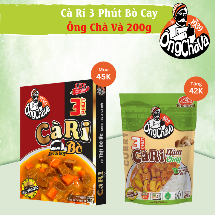 Cà Ri 3 Phút Bò Cay Ông Chà Và 200gr Sản Phẩm Có Thịt Thật