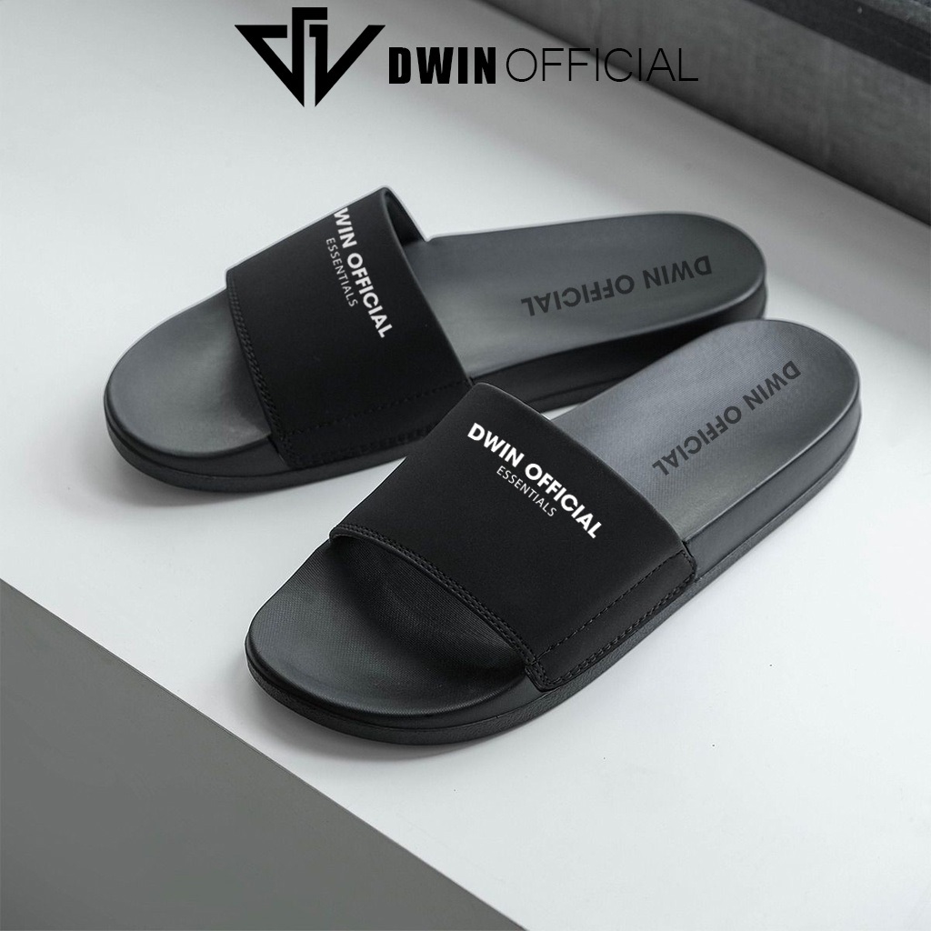 Dép quai ngang nam nữ slipper DWIN đen fullbox local brand