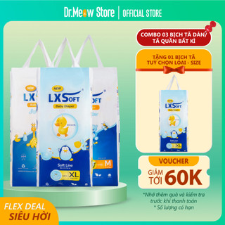 COMBO 3 BỊCH TẶNG 1 BỊCH TÃ DÁN/ TÃ QUẦN LXSOFT HÀN QUỐC - BÔNG HỮU CƠ MỀM MẠI - SIÊU THẤM HÚT - KHÔNG HĂM TÃ