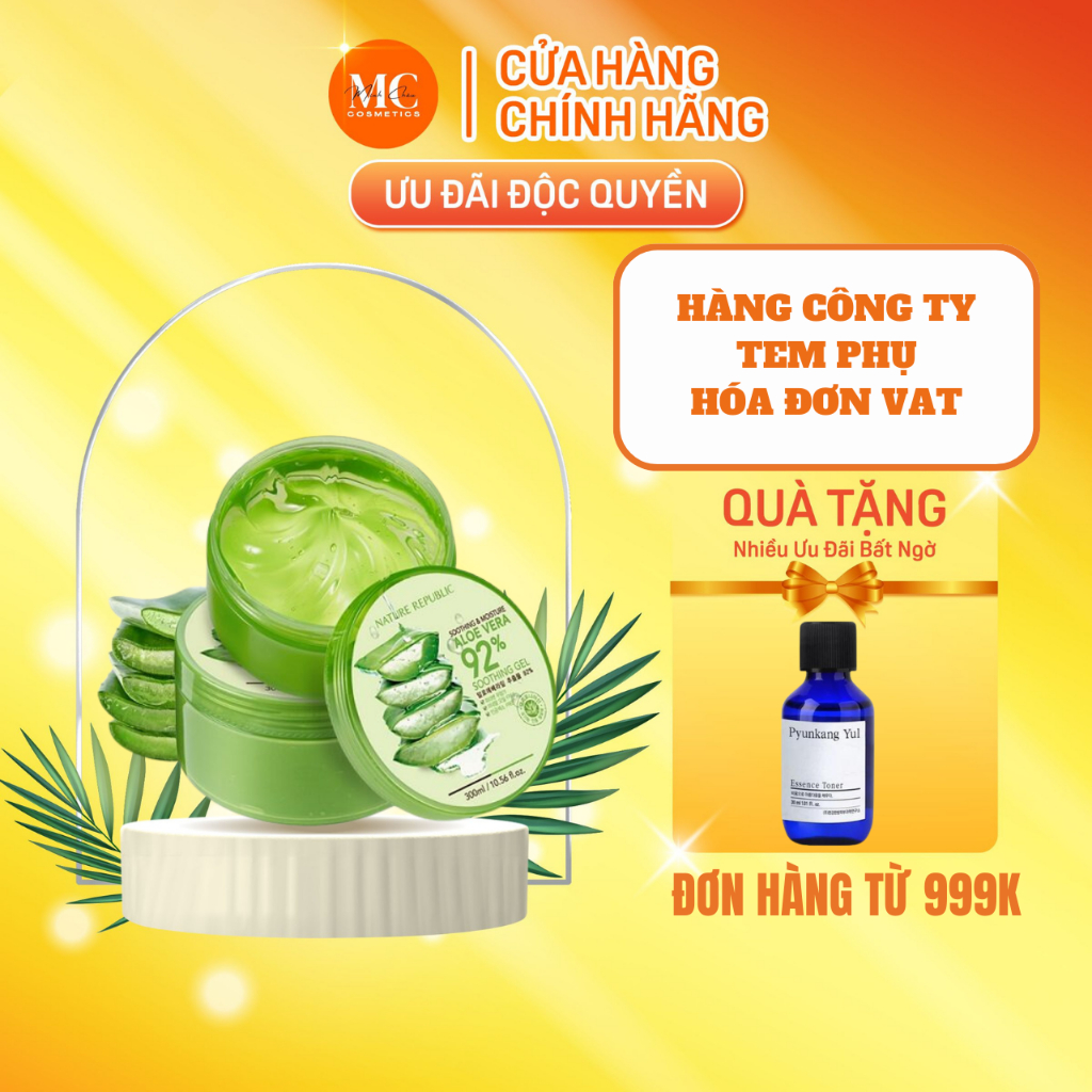 Nature Republic Gel dưỡng da Soothing & Moisture Aloe Vera 92% Soothing Gel (Jar) 300ml