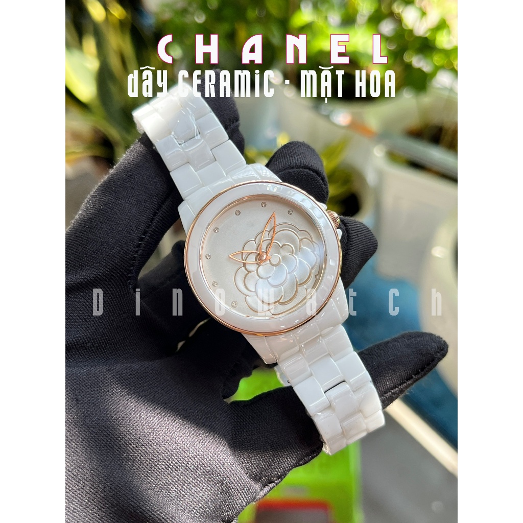 Đồng Hồ Nữ Thời Trang Đá Ceramic Mặt Bông Hoa , Size 34/36mm,Đủ Màu