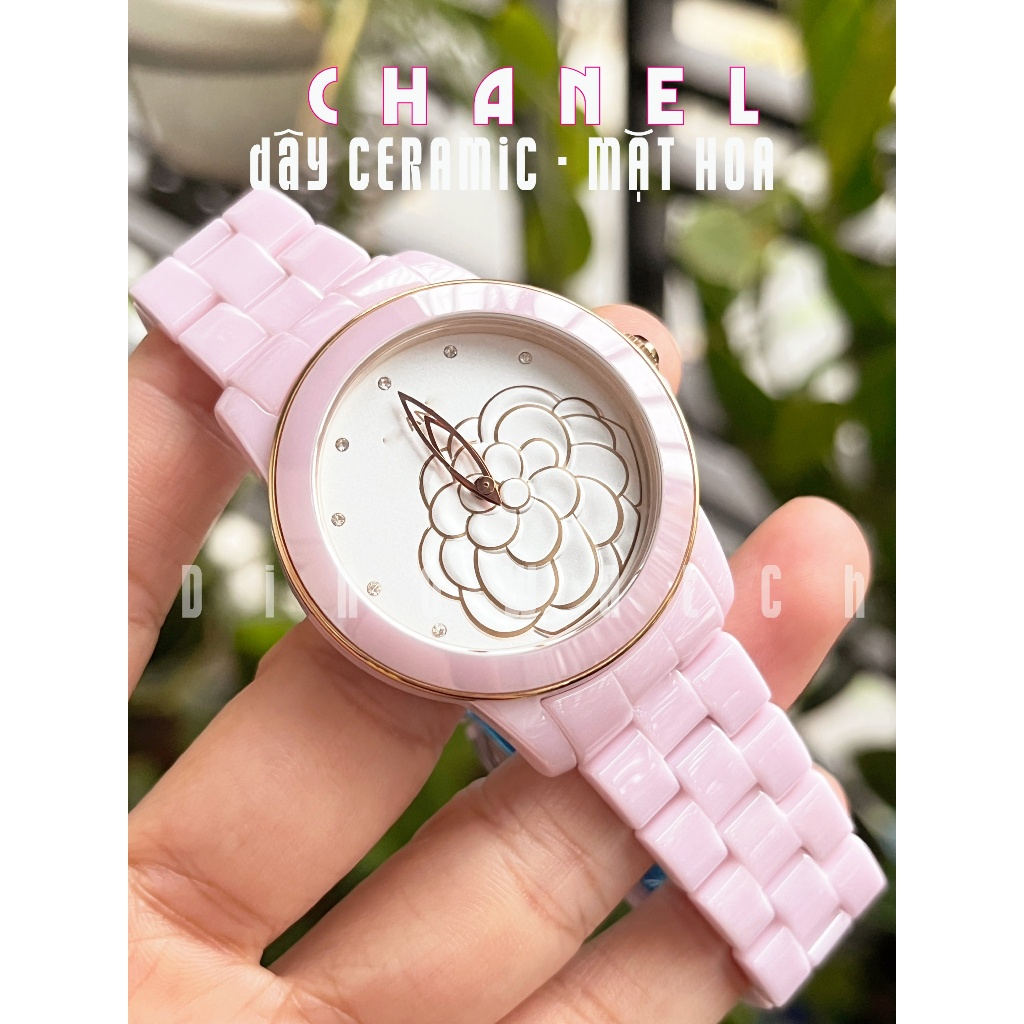 Đồng Hồ Nữ Thời Trang Đá Ceramic Mặt Bông Hoa , Size 34/36mm,Đủ Màu