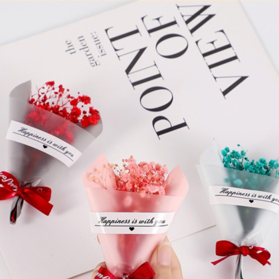 Bó hoa khô mini handmade trang trí hộp quà tặng thiệp decor, quà lưu niệm - Bó hoa khô mini Happiness is with you