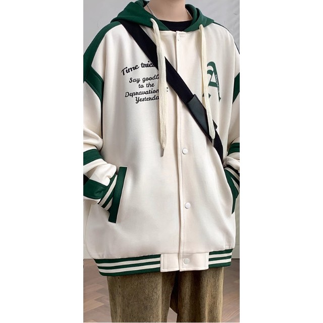 Áo hoodie nữ - khoác nỉ Bomber Unisex thêu chữ A, có mũ 2 lớp thân áo 1 lớp dày dặn, có Cúc bấm - A02