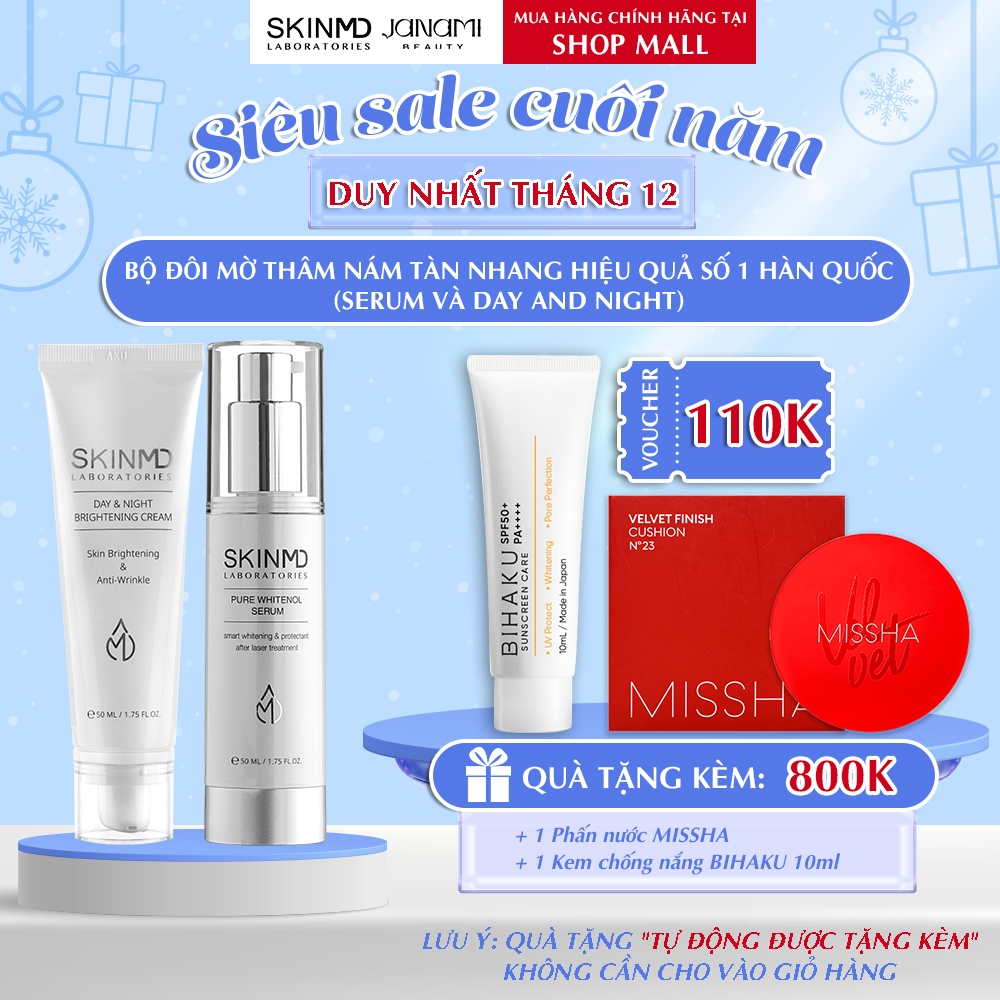 Bộ chăm sóc da mặt Skinmd Pure Whitenol Dưỡng trắng da/ Chăm sóc làn da mẩn đỏ và da nám SKINMD LABORATORIES