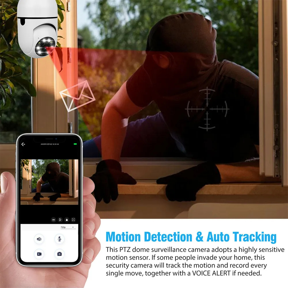 Camera Wifi Yoosee PTZ 5.0Mpx bóng đèn Q16-F-1, xoay 360°, Đàm Thoại 2 Chiều, Xem Đêm Có Màu, Bảo Hành 12 Tháng