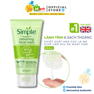 [COMBO TIẾT KIỆM] Sữa Rửa Mặt Simple Kind To Skin Refreshing Facial Wash - Cho Da Nhạy Cảm 50ml