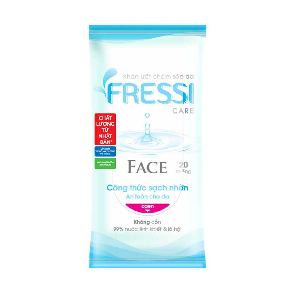 Khăn ướt Fressi Care Face chăm sóc da dịu nhẹ 20 Miếng Gói Vie Mart Daily