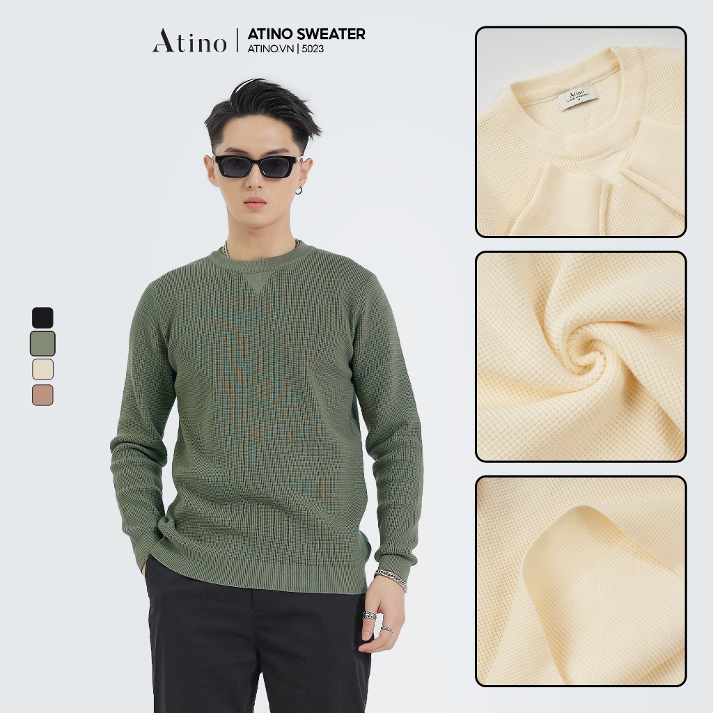 Áo Len Dài Tay Nam Trơn ATINO Vải Len Hàn Quốc Cao Cấp Ấm Áp Form Regular Fit AL4.5023