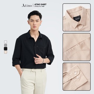  Áo Sơ Mi Dài Tay Nam Trơn ATINO Vải Cotton mềm mịn thoáng mát Form Regular SM4.4489 
