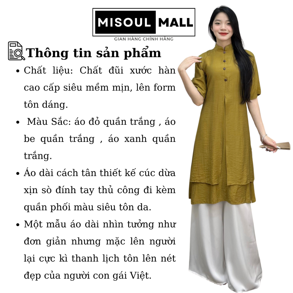 Áo Dài Cách Tân Nữ MiSoul Mall Chất Liệu Đũi Xước Hàn Cao Cấp Thanh Lịch BigSize 241