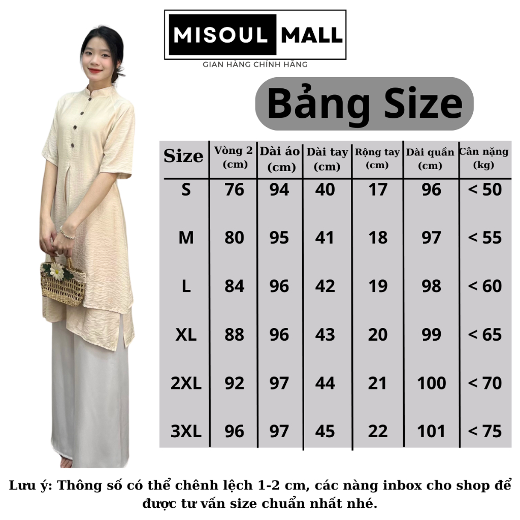 Áo Dài Cách Tân Nữ MiSoul Mall Chất Liệu Đũi Xước Hàn Cao Cấp Thanh Lịch BigSize 241