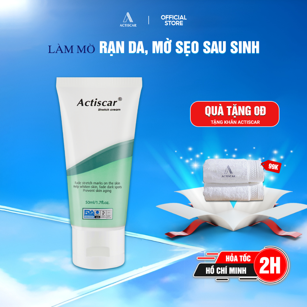 Kem Rạn Da Actiscar Stretch 50ml Hỗ Trợ Mờ Rạn Da, Mờ Sẹo Thâm, Đều Màu Sau Sinh