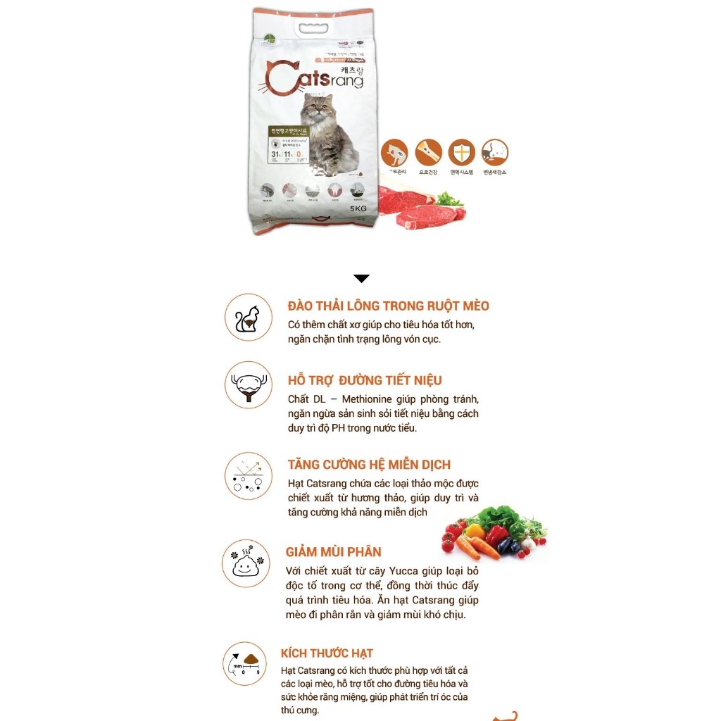Thức ăn hạt cho mèo Catsrang Hàn Quốc 5kg