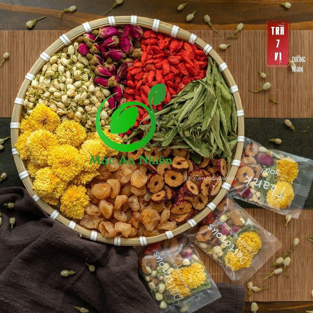Trà Dưỡng Nhan 7 Vị Giúp Trắng Da, Ngừa Lão Hóa, Thanh Lọc Giải Nhiệt Cơ Thể, An Thần Ngủ Ngon