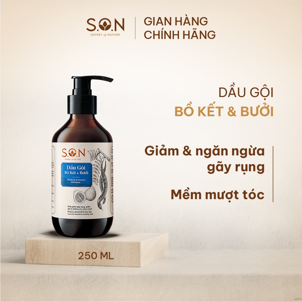 Dầu gội S.O.N Bồ kết & Bưởi 250ml chuyên dành cho tóc gãy rụng 100% thiên nhiên MỚI