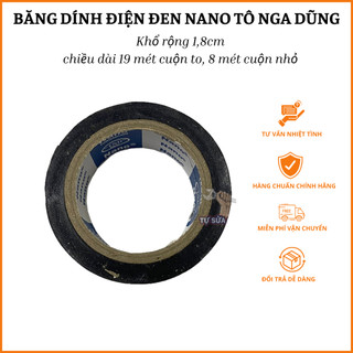 Băng dính điện Nano Tô Nga Dũng , băng keo điện PVC màu đen Nano có độ gian tốt, dính cực chắc
