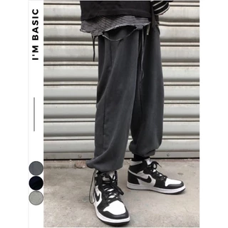 Quần Jogger Dây Rút Bo Gấu Ống Rộng Quần Bom Sweatpants Nỉ Tăm Dáng Xuông Mặc Thu Đông Nam Nữ Unisex I'm Basic (QJG01)