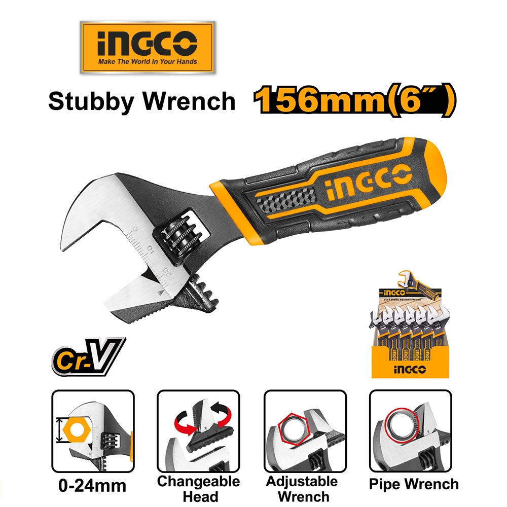 Mỏ lết đa năng 2 trong 1 INGCO HADWS088 dài 156mm(6") thép Cr-V