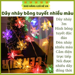 Đèn nháy bông tuyết dây nháy bông tuyết 7 màu 3m 12 bóng led nhiều màu