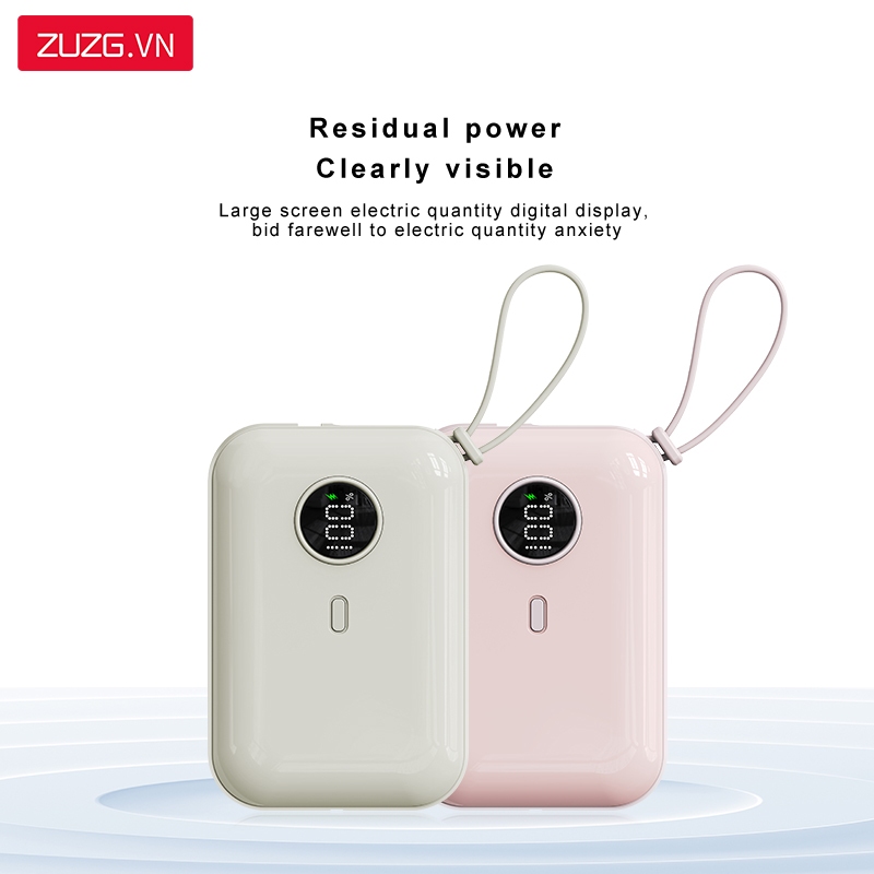 Sạc dự phòng 10000mah sạc nhanh 22.5W tích hợp sẵn 2 dây sạc cho lP và type c chính hãng ZUZG J40X