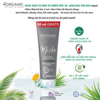 Dung dịch vệ sinh thảo dược 4organic for men 250ml - Giúp khử mùi, thoáng mát, sạch sẽ ngăn ngừa nấm ngứa