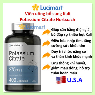 Viên uống bổ sung Kali Potassium Citrate, Gluconate Horbaach