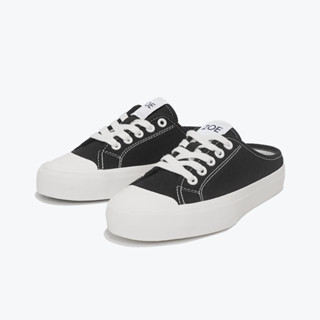 Giày Sục Đạp Gót Mule Vải Linen ZOE Sneaker Unisex nam nữ màu đen trơn đế cao su tăng chiều cao