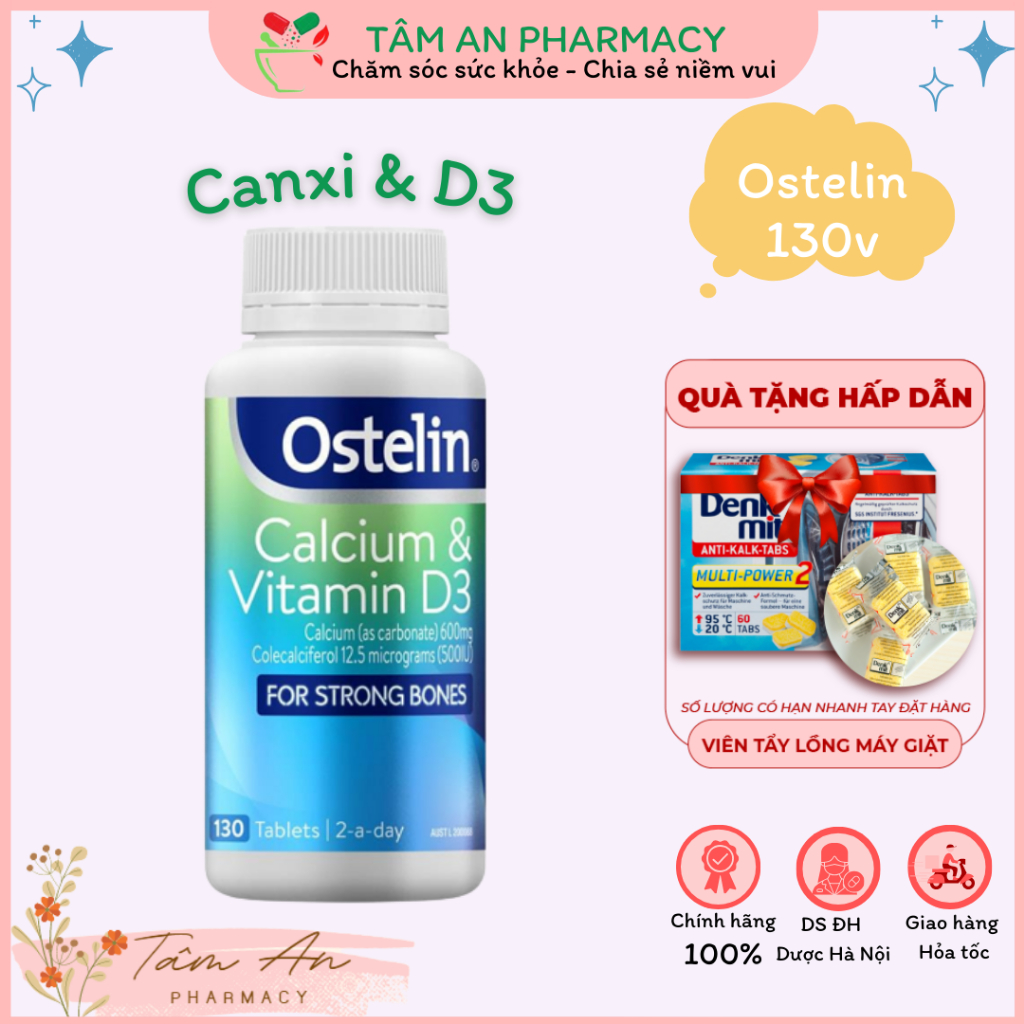 Canxi bầu Ostelin Calcium & Vitamin D3 130 viên của Úc cho bà bầu và mẹ cho con bú