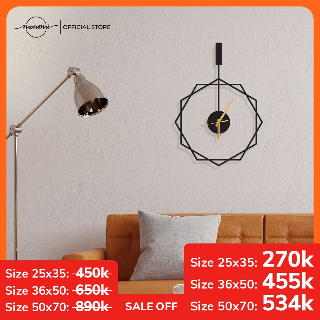 Đồng Hồ Kim Loại CNC Unique Black Metal Oversize Phong Cách Đơn Giản Dễ Dàng Lắp Đặt THE MONOMI - C014