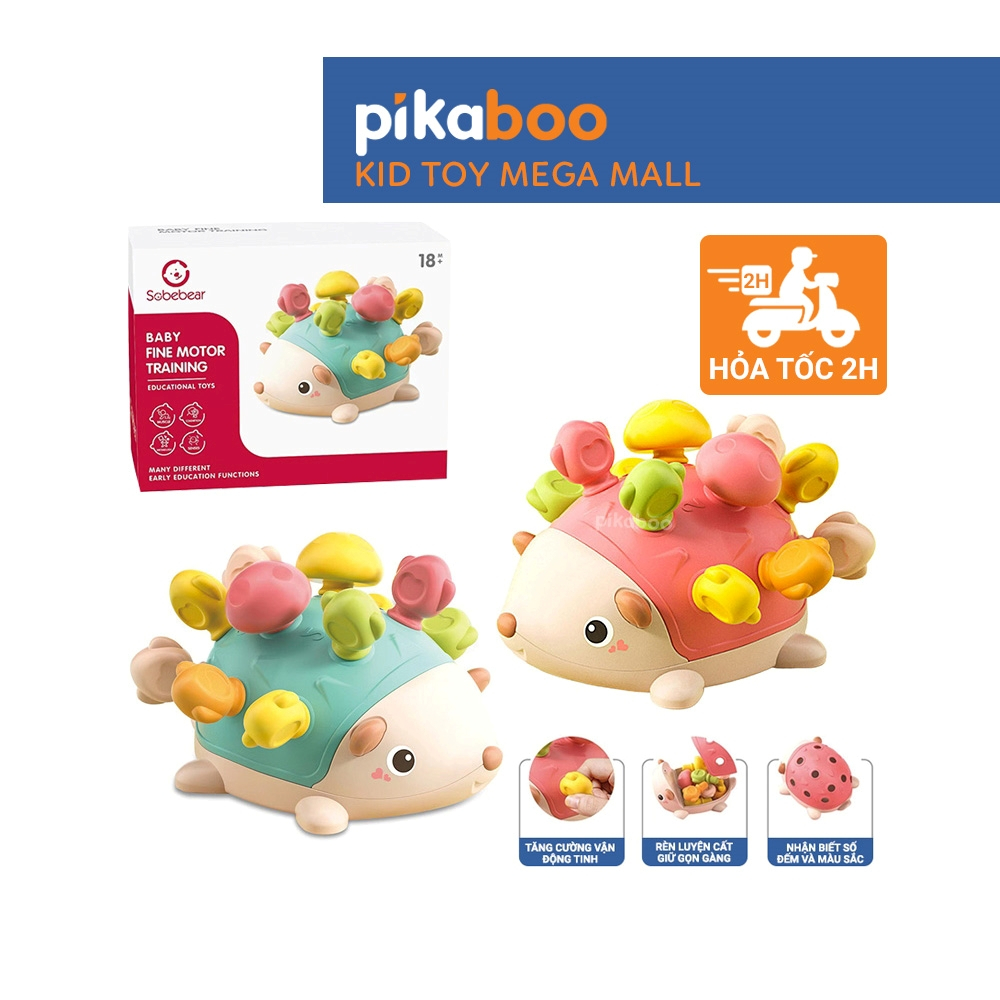 Đồ chơi trẻ em cao cấp giáo dục sớm montessori thanh rút nhím Pikaboo rèn luyện đa giác quan chất liệu an toàn