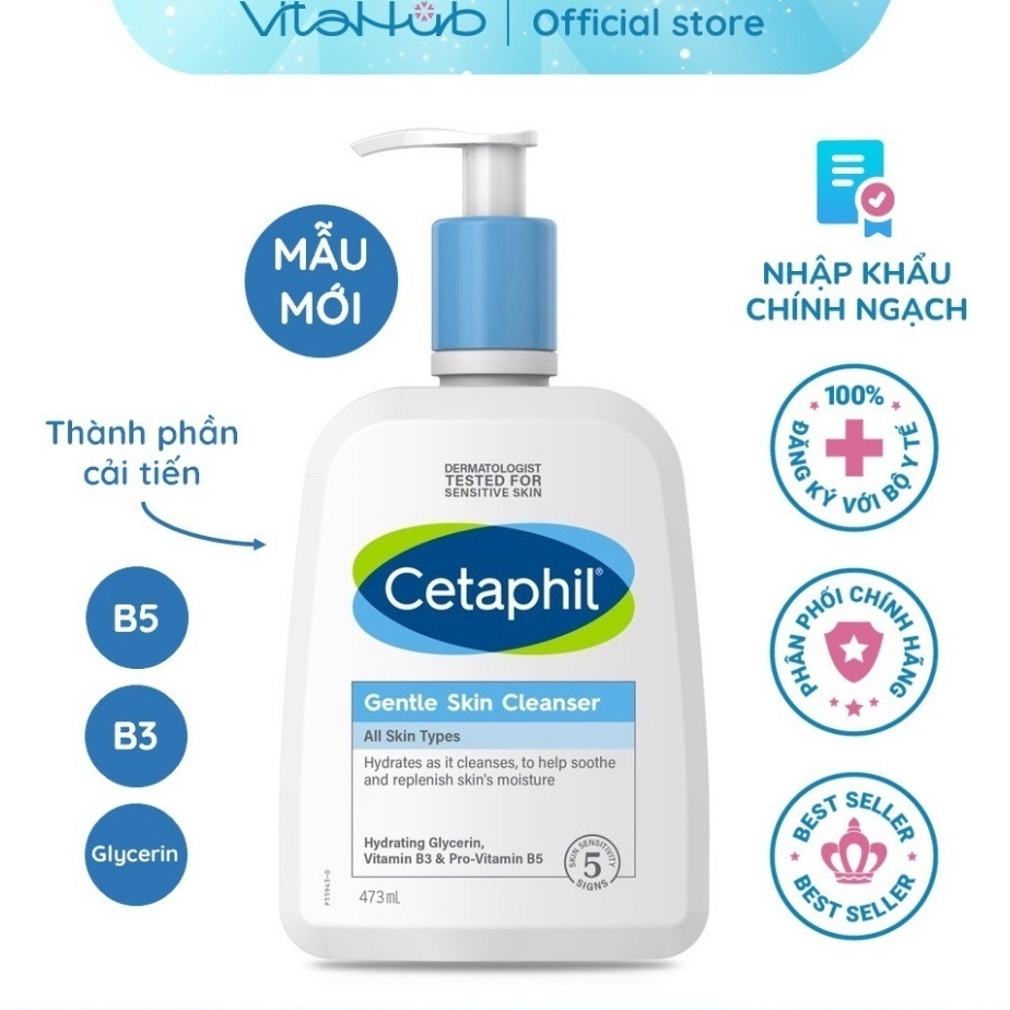Sữa rửa mặt dịu nhẹ Cetaphil 473 ml dành cho da dầu và da nhậy cảm mẫu mới .