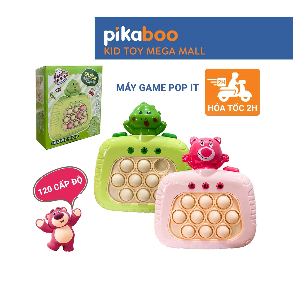 Pop it điện tử Pikaboo Đồ chơi Máy chơi game bản mới bấm nút theo đèn nhạc với 4 chế độ giúp bé luyện phản xạ giữa