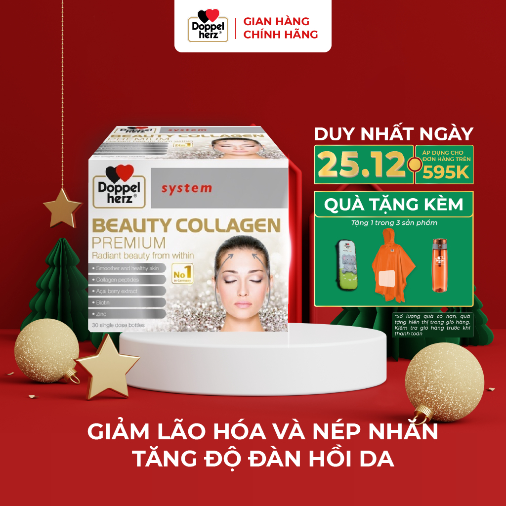 [TPCN Nhâp Khẩu] Collagen thuỷ phân chống lão hóa, đẹp da Doppelherz Beauty Collagen (Hộp 30 ống)