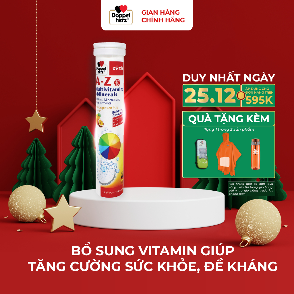 [TPCN Nhập Khẩu] Viên sủi bổ sung 21 Vitamin và khoáng chất Doppelherz A-Z Fizz Multivitamins and Minerals (Tuýp 13v)