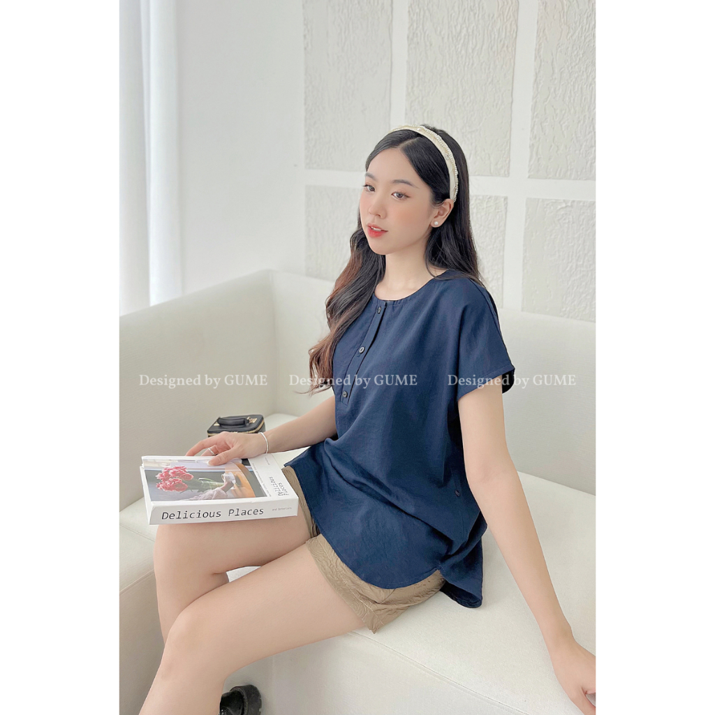 Áo bầu GUME Áo bầu xinh dáng babydoll công sở kẻ caro mặc mùa hè GM088 chất cotton thô thấm mồ hôi cực mát nhiều màu