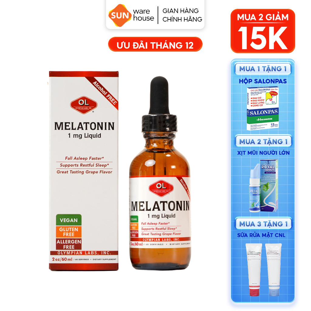 Siro Uống Điều Hoà Và Cải Thiện Giấc Ngủ Olympian labs Melatonin 60ml