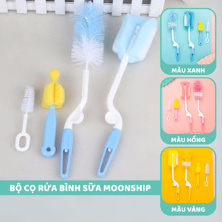 Bộ cọ rửa bình sữa và núm ty 4 chi tiết Moonship